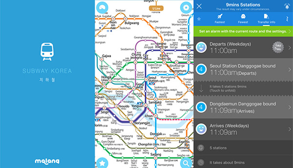 Subway Korea là app điện thoại giúp xem bản đồ tàu điện ngầm offline rất hữu ích khi du lịch hàn quốc tự túc