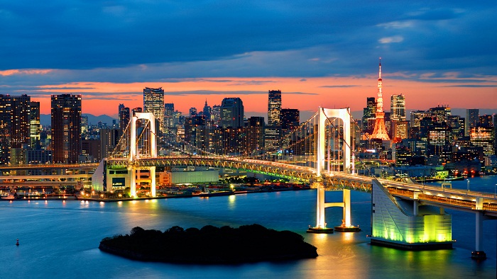 Cầu Rainbow nối liền thủ đô Tokyo với đảo Odaiba