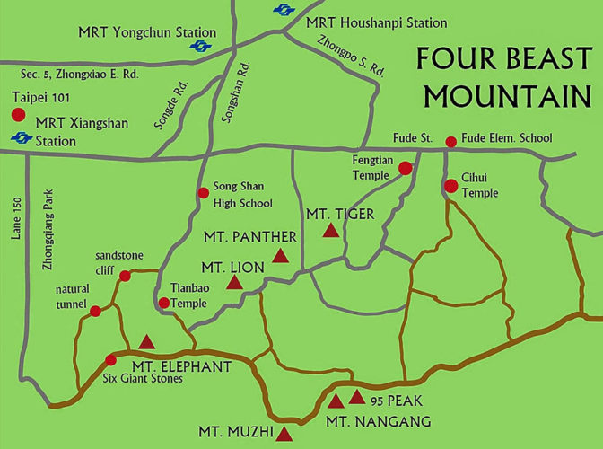 Bản đồ leo núi Voi, Đài Bắc